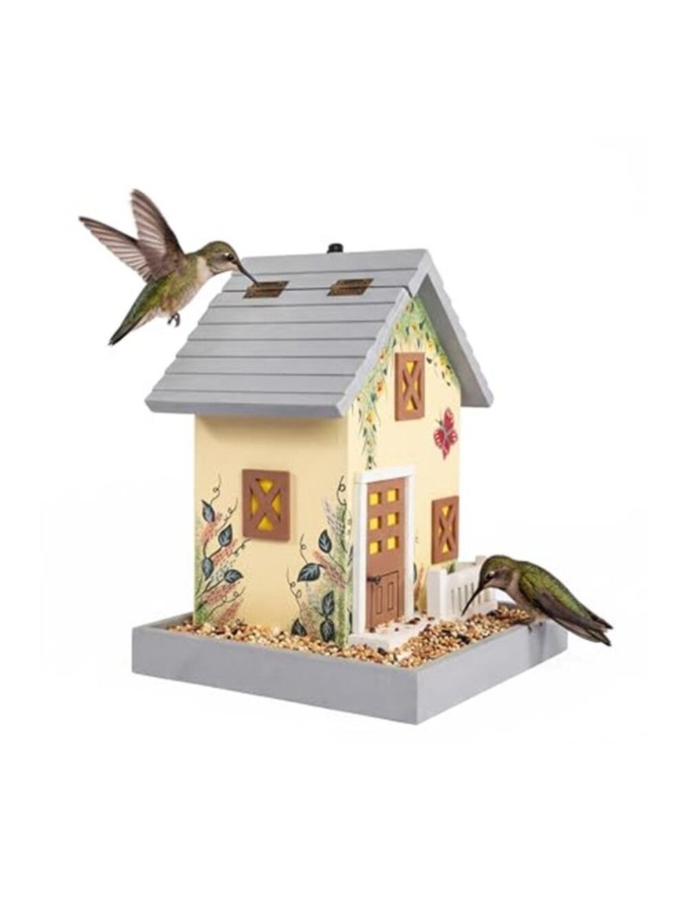 Outdoor Hanging Bird Feeder, Decorative Wooden Bird House Without Camera